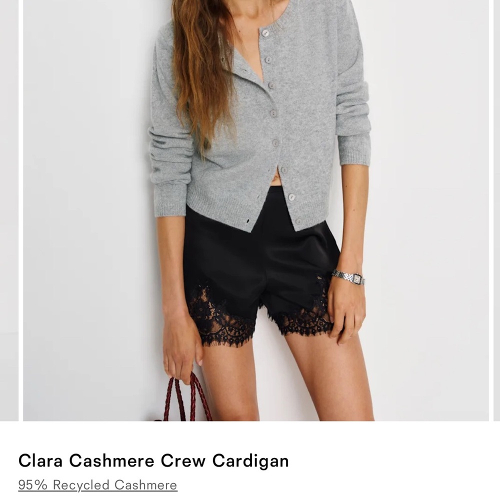 Reformation Gray Cashmere Crew Cardigan